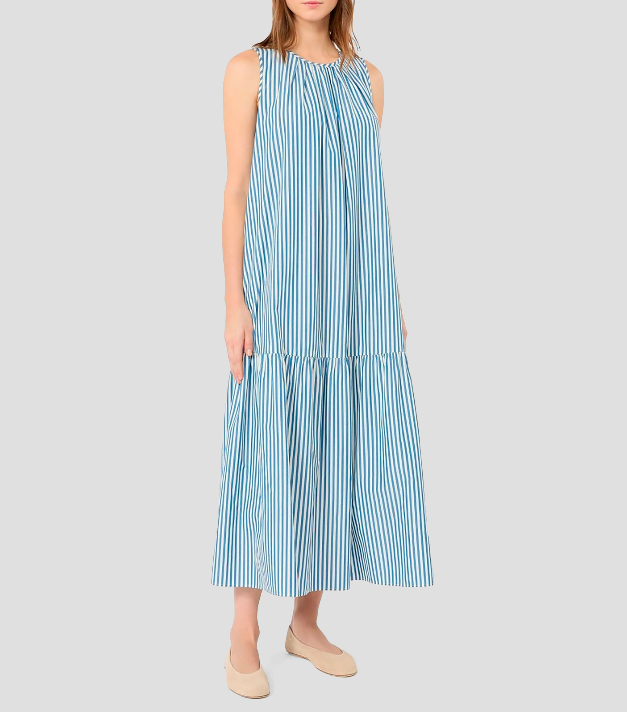 Vestido largo con rayas Mujer